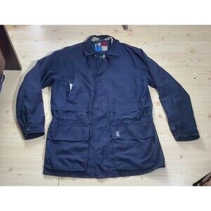 YSL Yves Saint Laurent Jacket Coat Blue Polyester Mens Size 48